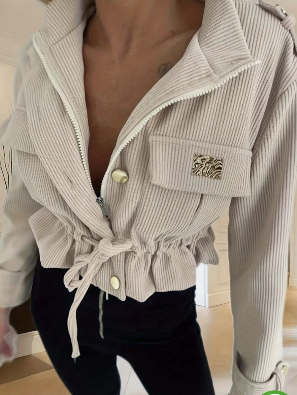 Directional Style Light Beige Casual Jacket Coat